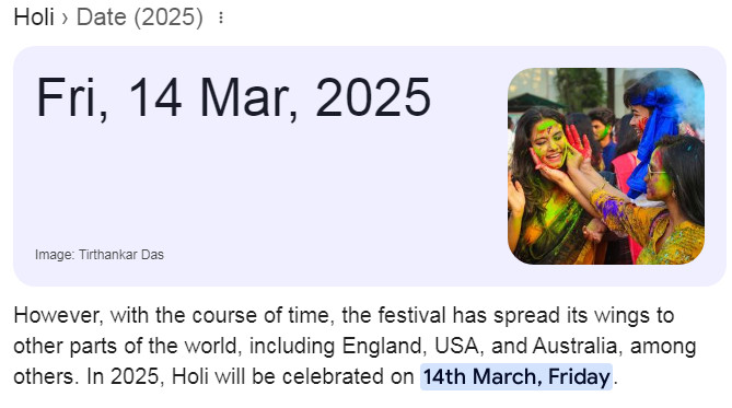 Holi 2025 Date