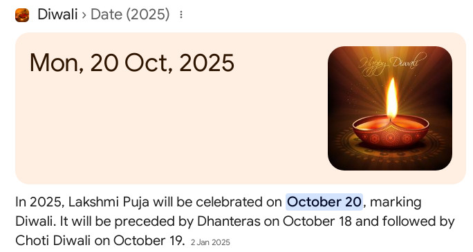 When Is Diwali In 2025