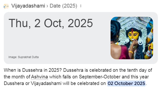 Vijayadashami › Date Thu, 2 Oct, 2025